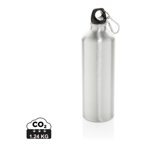 Bouteille d&#039;eau XL en aluminium avec mousqueton argent-noir | sans marquage | non disponible | non disponible
