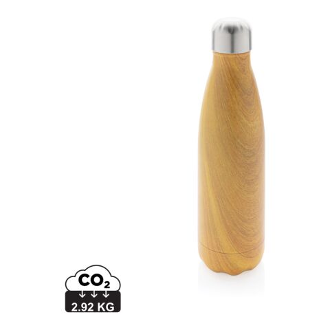 Bouteille isotherme en acier avec effet bois jaune | sans marquage | non disponible | non disponible