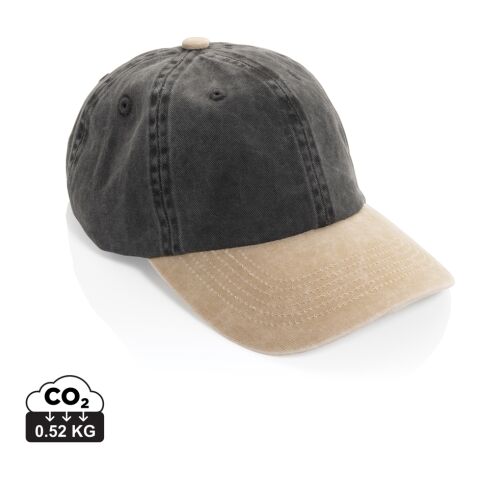 Casquette bicolore BEAU AWARE™ lavée à 6 panneaux en sergé d noir | sans marquage | non disponible | non disponible | non disponible