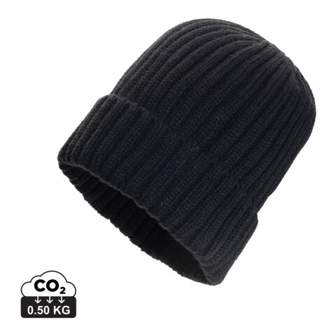 Bonnet à double côte et revers AWARE™ Polylana® Kennedi noir | sans marquage | non disponible | non disponible | non disponible