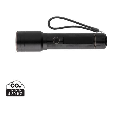 Torche robuste rechargeable par USB en aluminium recyclé RCS noir | sans marquage | non disponible | non disponible