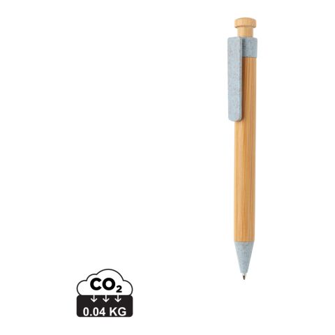 Stylo en bambou avec clip en fibre de paille bleu | sans marquage | non disponible | non disponible