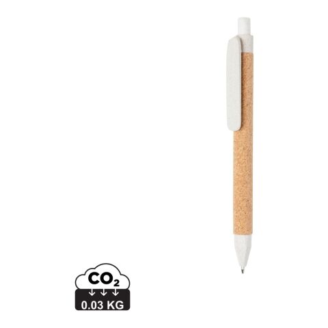 Stylo à bille écoresponsable-recyclé en fibre de paille et liège Blanc | sans marquage | non disponible | non disponible