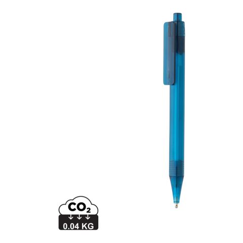 Stylo transparent X8 en rPET GRS bleu | sans marquage | non disponible | non disponible