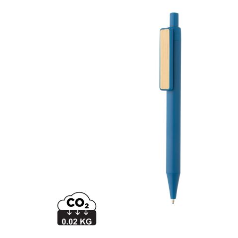 Stylo en ABS recyclé GRS avec clip en bambou bleu | sans marquage | non disponible | non disponible