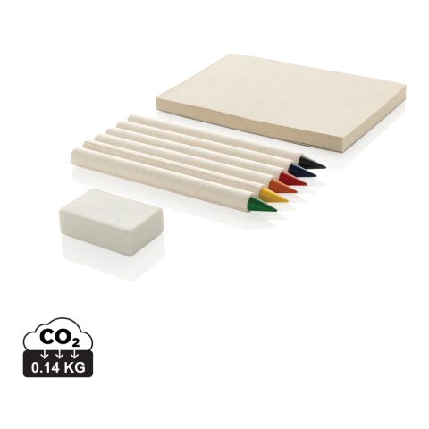 Set de 6 crayons de couleur avec carnet GRS Infinity Micki blanc | sans marquage
