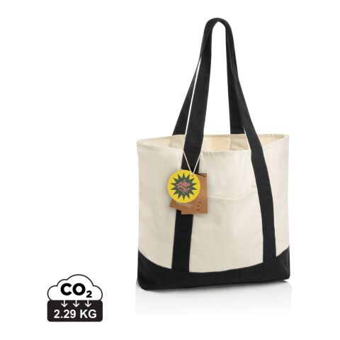 Sac cabas 350gsm en coton recyclé AWARE™ SHOP LOCAL noir