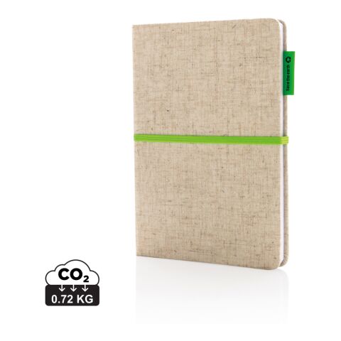 Carnet à couverture en jute et coton A5 vert-vert | sans marquage | non disponible | non disponible