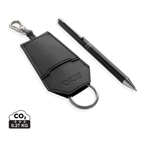 Set porte-clés et stylo en PU recyclé RCS Swiss Peak Tula noir | sans marquage | non disponible | non disponible