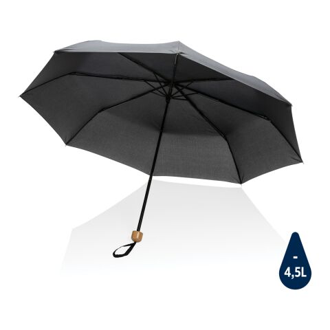 Mini parapluie 20.5&quot; rPET 190T poignée bambou Impact AWARE™ noir | sans marquage | non disponible | non disponible