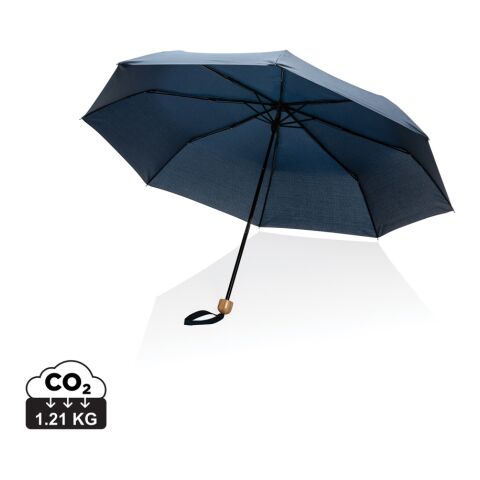 Mini parapluie 20.5&quot; rPET 190T poignée bambou Impact AWARE™ bleu marin | sans marquage | non disponible | non disponible