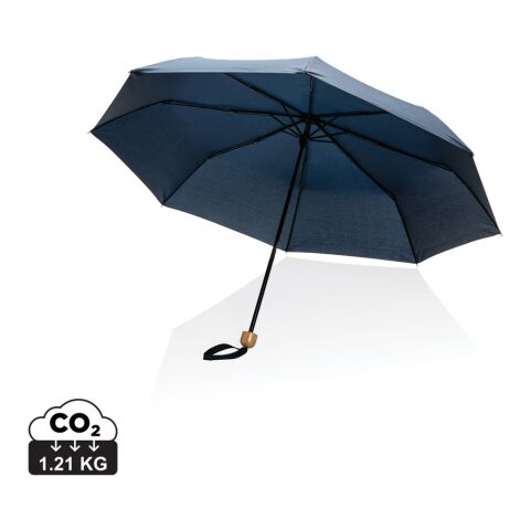 Mini parapluie 20.5&quot; rPET 190T poignée bambou Impact AWARE™ bleu marin | sans marquage | non disponible | non disponible