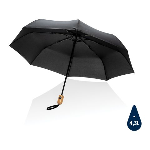 Parapluie 21&quot; automatique rPET 190T et bambou Impact AWARE™ noir | sans marquage | non disponible | non disponible