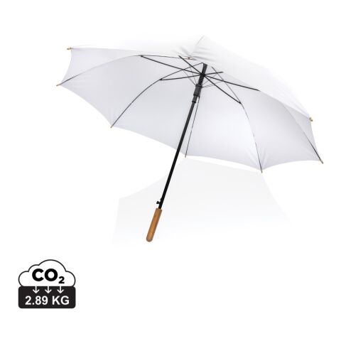 Parapluie 27" en rPET et bambou ouverture auto Impact AWARE™ blanc | sans marquage | non disponible | non disponible