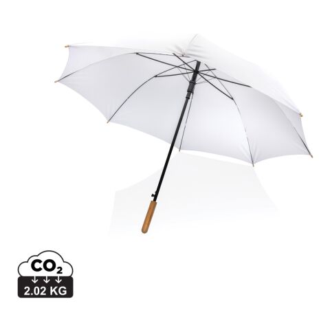 Parapluie 27&quot; en rPET et bambou ouverture auto Impact AWARE™ Blanc | sans marquage | non disponible | non disponible