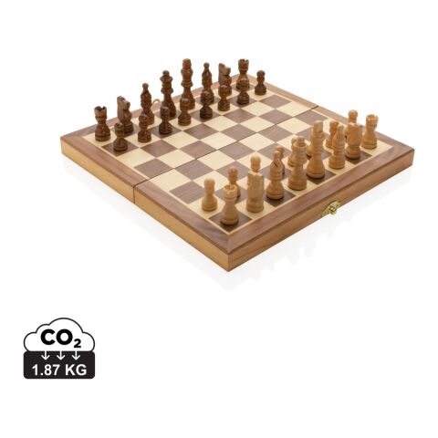 Jeu d&#039;échecs pliable en bois FSC® marron | sans marquage | non disponible | non disponible