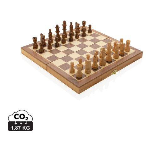 Jeu d&#039;échecs pliable en bois FSC® marron | sans marquage | non disponible | non disponible