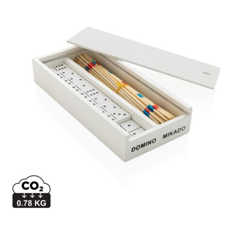 Jeu de mikado/domino en boîte en bois FSC® blanc | sans marquage | non disponible | non disponible