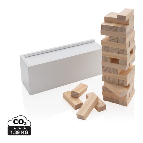 Jeu d’empilage de blocs de bois FSC® Blanc | sans marquage | non disponible | non disponible