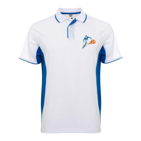 Polo de sport Montmelo à manches courtes unisexe Standard | Blanc-Bleu royal | XL | sans marquage | non disponible | non disponible | non disponible
