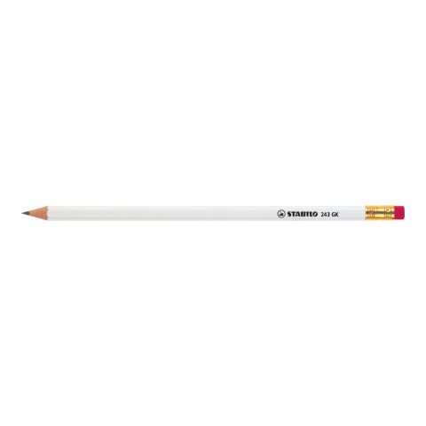 STABILO crayon graphite hexagonal blanc avec bout gomme blanc | sans marquage