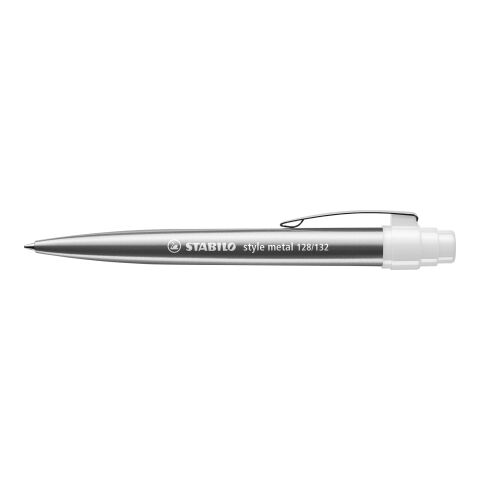 STABILO style metal stylo à bille argent/blanc | Sérigraphie 1 couleur