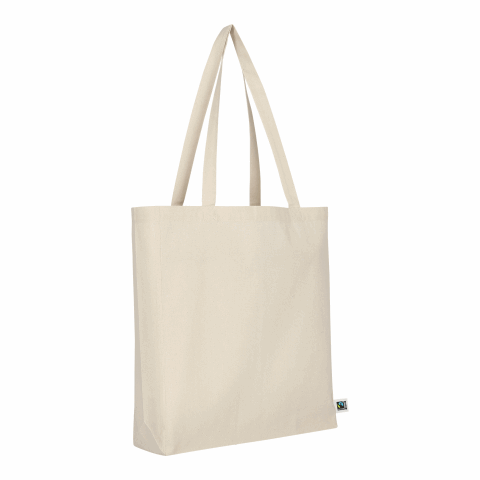 TEXXILLA Sac en coton certifié Fairtrade, avec 2 longues anses, fond et soufflets latéraux, env. 140 g/m² beige | non disponible | non disponible
