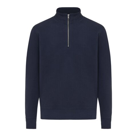 Sweater IQONIQ à col montant zippé en coton recyclé Elgon bleu marine | XXXL | sans marquage | non disponible | non disponible | non disponible