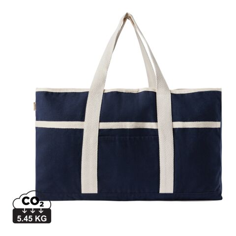 VINGA Sac de plage en toile recyclée AWARE™ Volonne bleu-blanc cassé | sans marquage | non disponible | non disponible | non disponible