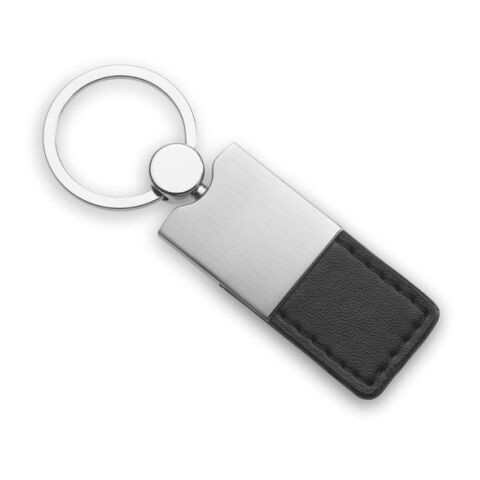 Porte-clés PU et métal noir | sans marquage | non disponible | non disponible