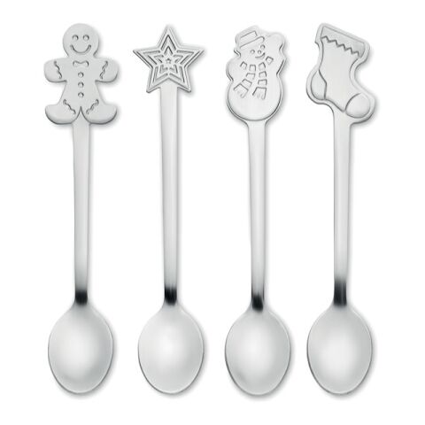 Set 4 cuillères à thé de Noël argent mate | sans marquage | non disponible | non disponible