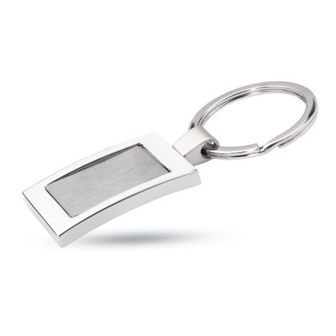Porte-clés rectangulaire métal argent mate | sans marquage | non disponible | non disponible