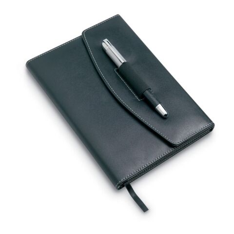 Porte documents avec stylo A5 - pages lignées noir | sans marquage | non disponible | non disponible