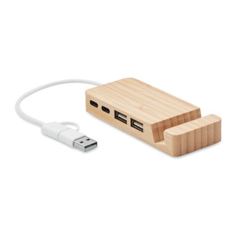 Hub USB 4 ports en bambou bois | sans marquage | non disponible | non disponible | non disponible
