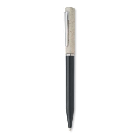 Stylo twist paille de blé/ABS blanc/noir