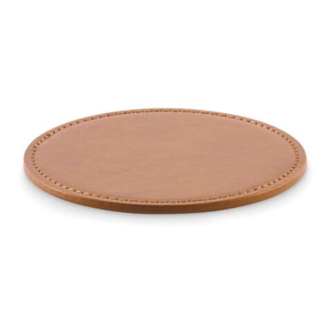 Sous-verre rond en PU marron | sans marquage | non disponible | non disponible | non disponible