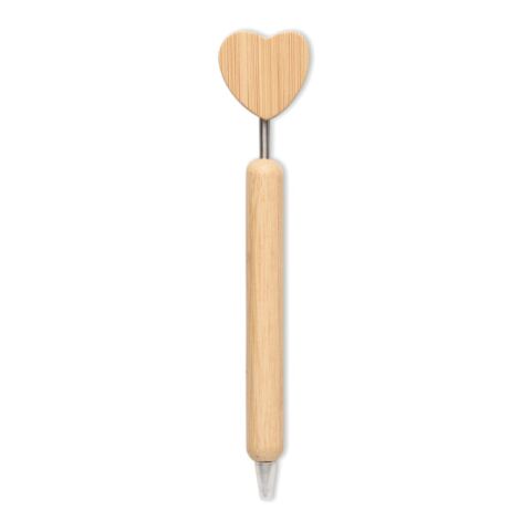 Stylo à bille cœur en bambou