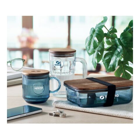 Mug en verre strié 300ml bleu transparent | sans marquage | non disponible | non disponible