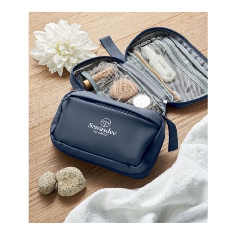 Trousse de toilette 600D RPET Marine foncé | sans marquage | non disponible | non disponible | non disponible