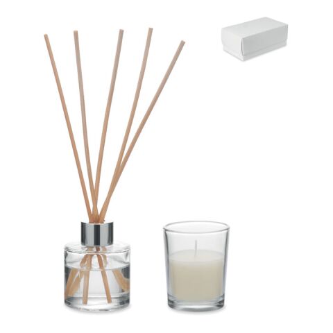 Set bougies et diffuseur blanc