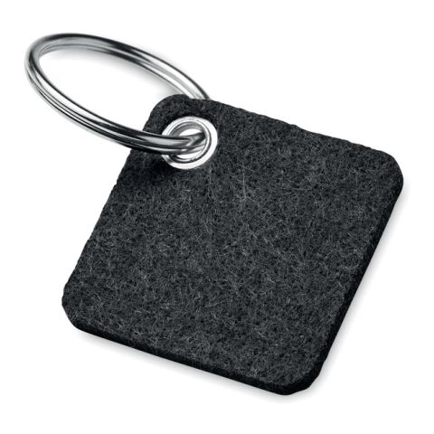 Porte-clés en feutre RPET gris foncé | sans marquage | non disponible | non disponible | non disponible