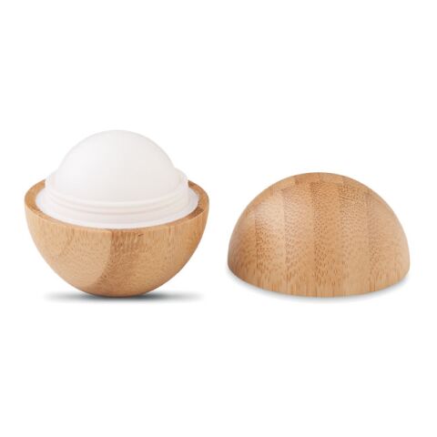 Lip balm in round bamboo case bois | sans marquage | non disponible | non disponible