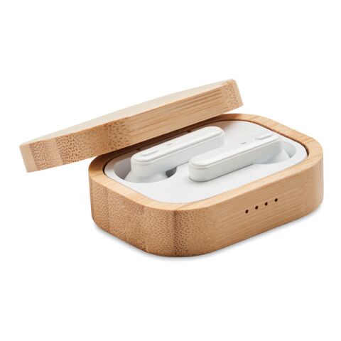 TWS earbuds in bamboo case bois | sans marquage | non disponible | non disponible | non disponible