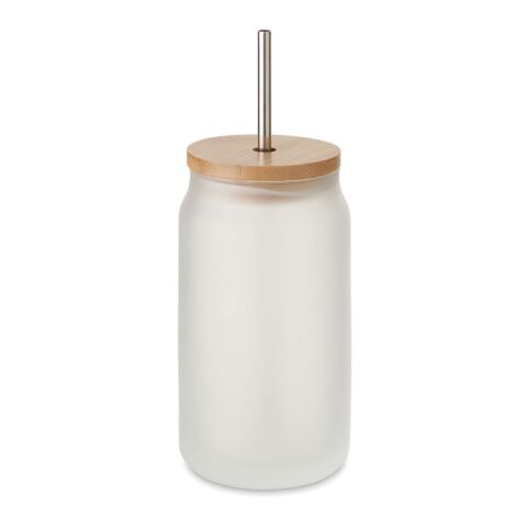 Mug Mason 400 ml avec paille blanc transparent | sans marquage | non disponible | non disponible | non disponible