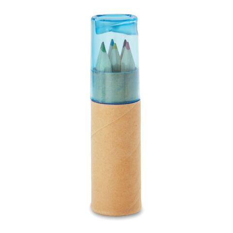 Tube de 6 crayons de couleur bleu transparent | sans marquage | non disponible | non disponible | non disponible