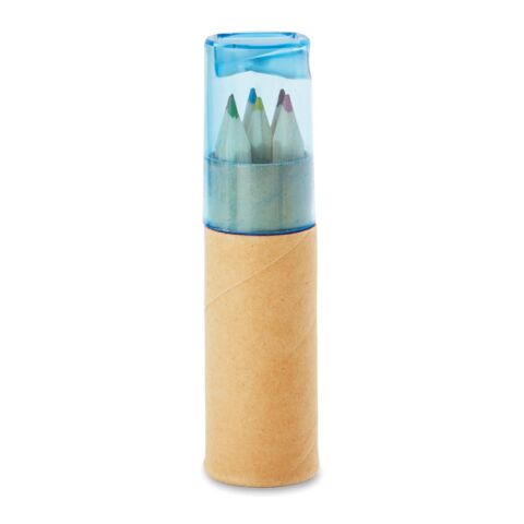 Tube de 6 crayons de couleur bleu transparent | sans marquage | non disponible | non disponible | non disponible