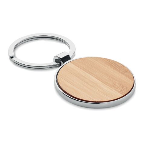 Porte-clés rond métal bambou bois | sans marquage | non disponible | non disponible | non disponible