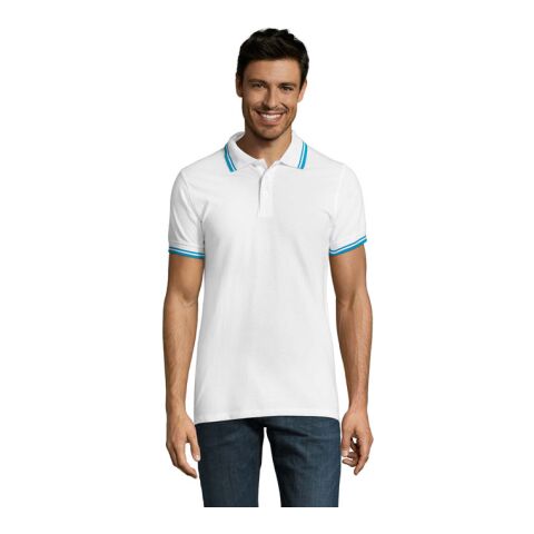 PASADENA MEN POLO 200 Blanc/Aqua | L | sans marquage | non disponible | non disponible | non disponible
