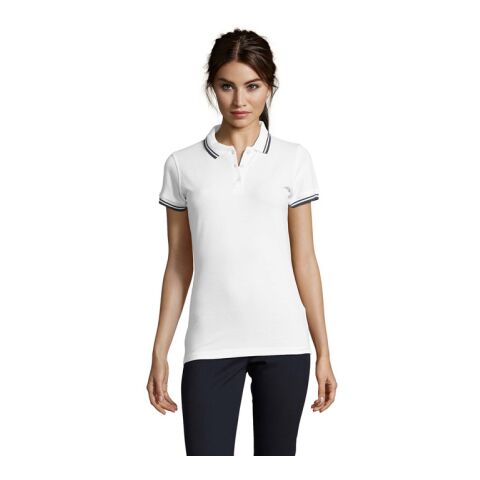 PASADENA WOMEN POLO 200 blanc/marine | M | Sérigraphie 1 couleur | Recto | 200 mm x 200 mm | non disponible