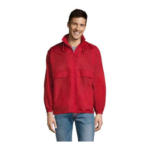 SURF Unisex Windbreaker rouge | XS | Sérigraphie 1 couleur | Valise gauche | 150 mm x 100 mm